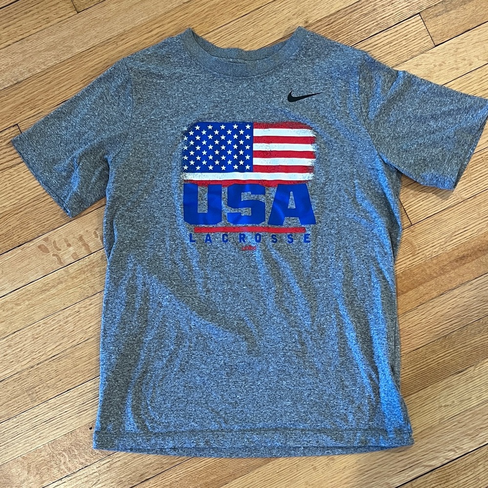Nike Kids Blue and Gray USA Lacrosse Tee